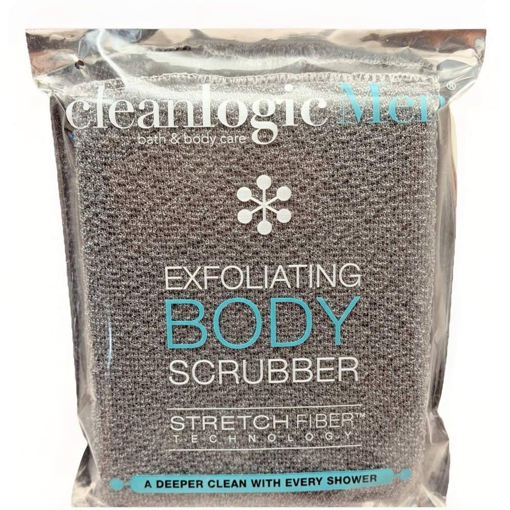 Body Scrubber GRAY 1 Count Clean Logic Detox Charcoal Purifying Stretch Shower